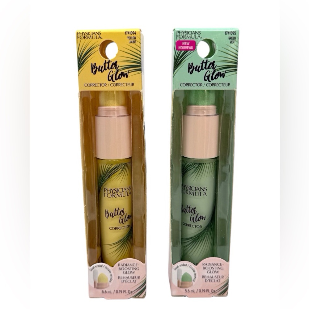 Lot Of 2 Physician Formula Butter Glow Corrector 1 Green & 1 Yellow  5.6 ML Each